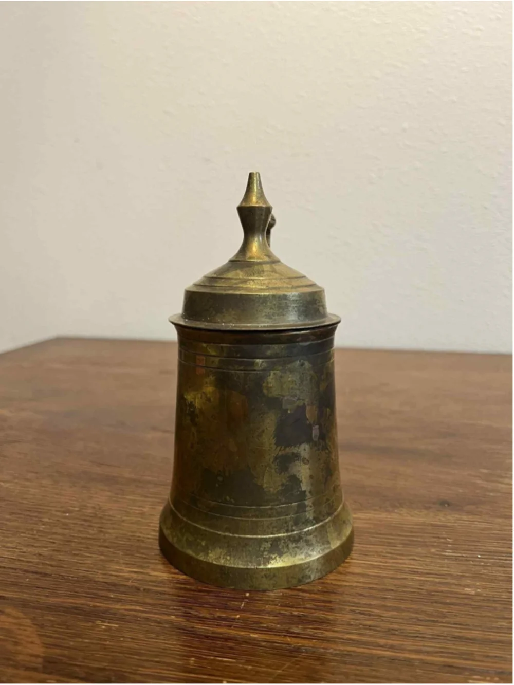 Vintage Brass Lidded Tankard Mug 8” India Mid Century Decorative Beer Stein MCM